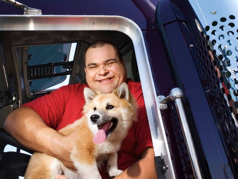 trucker with dog
